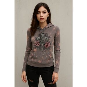 Vintage Self Esteem Hoodie Y2k Thermal Grunge Bling Distressed‎ L Skater
